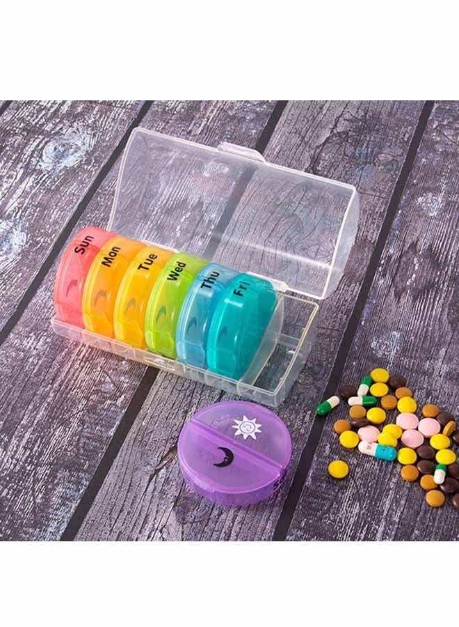 منظم حبوب أسبوعي 7 أيام صباحًا ومساءً، علبة فيتامينات كبيرة مرتين يوميًا مع حجرات كبيرة جدًا، علبة حبوب سفر محمولة مانعة للتسرب للحبوب والمكملات الغذائية - Image 2